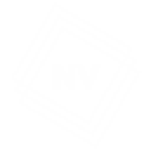 Logo ícone branco da NV Engenharia com símbolo geométrico em fundo transparente